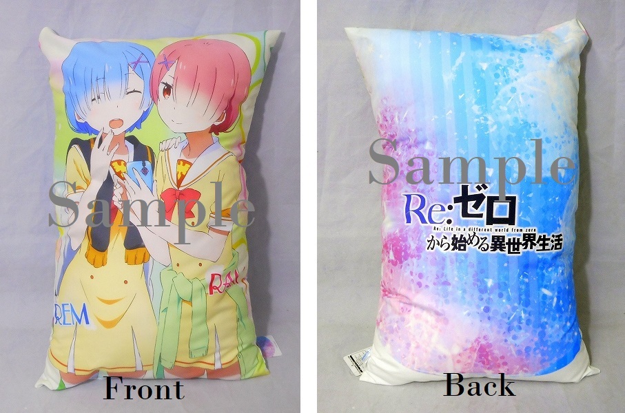RE ZERO REM RAM PILLOW SEGA PRIZE SCHOOL UNIFORM